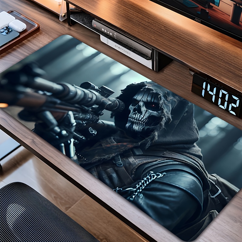 Esports Gaming Stocks - Großes Sensenmann-Gaming-Mauspad mit Kapuze, Totenkopf-Scharfschütze, Stealth-Design,