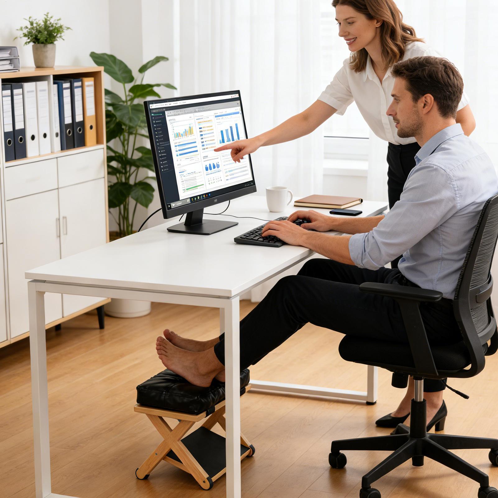 Footrest Under Desk - Fußstütze unter dem Schreibtisch, doppellagig, rutschfest,