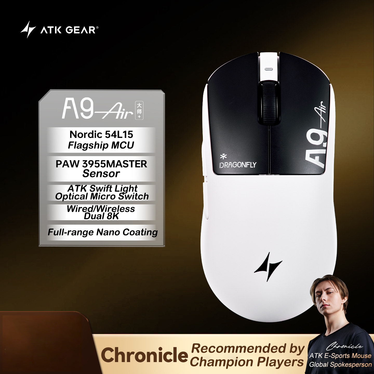 Ultimate Esports Gaming - ATK A9 Air Ultimate Plus Gaming-Maus