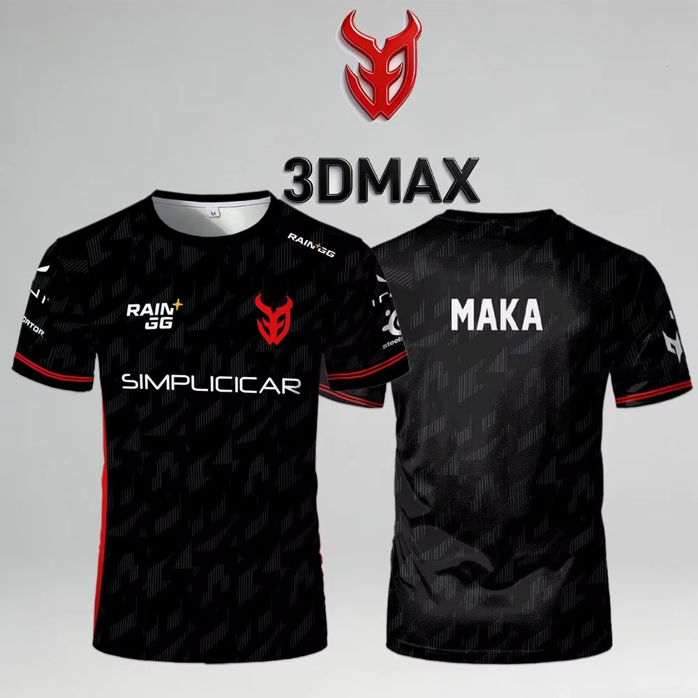 Esports Gaming Team Logo - 3DMAX Esports MAKA Spielertrikot, Schwarz-Rotes Akzent-Design