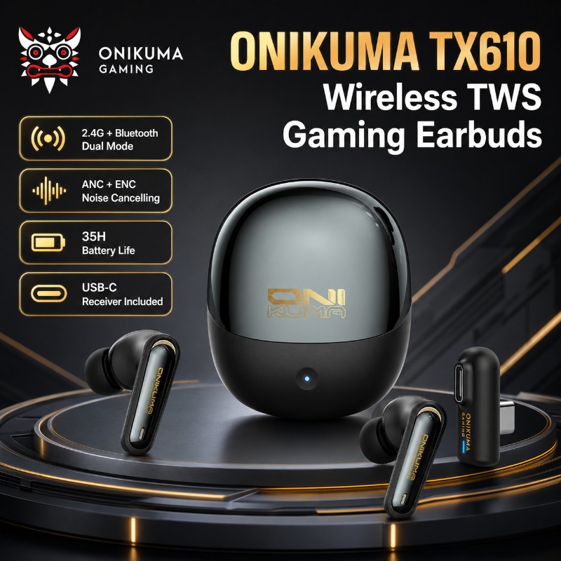 Esports Gaming Earbuds - ONIKUMA TX610 Kabellose Gaming-Ohrhörer Dual-Modus 2,4GHz