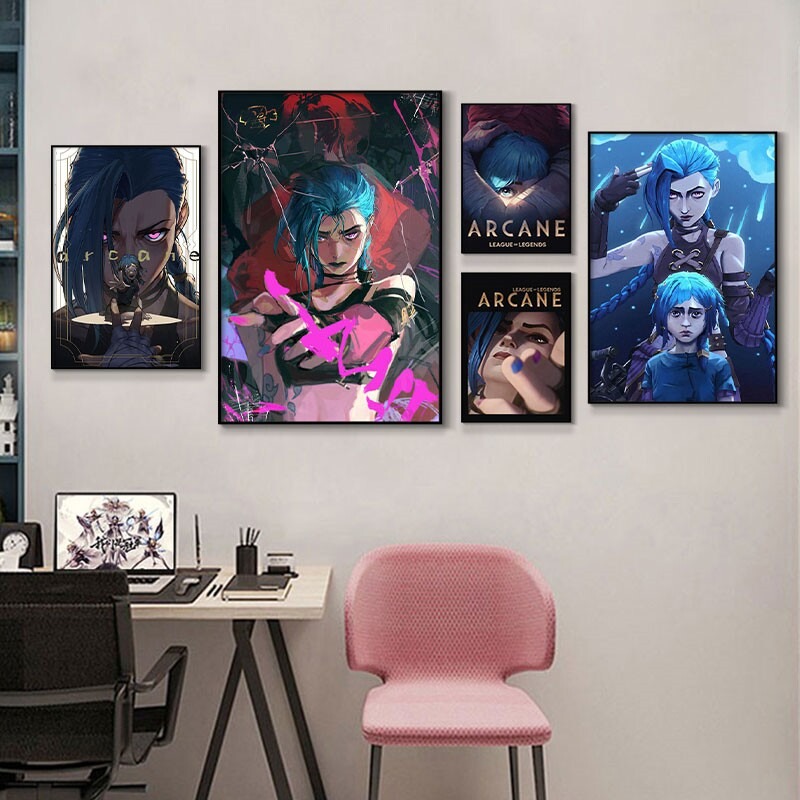 Esports Gaming Stocks - Arcane Jinx Close-Up Poster, ungerahmter Leinwand-HD-Druck,