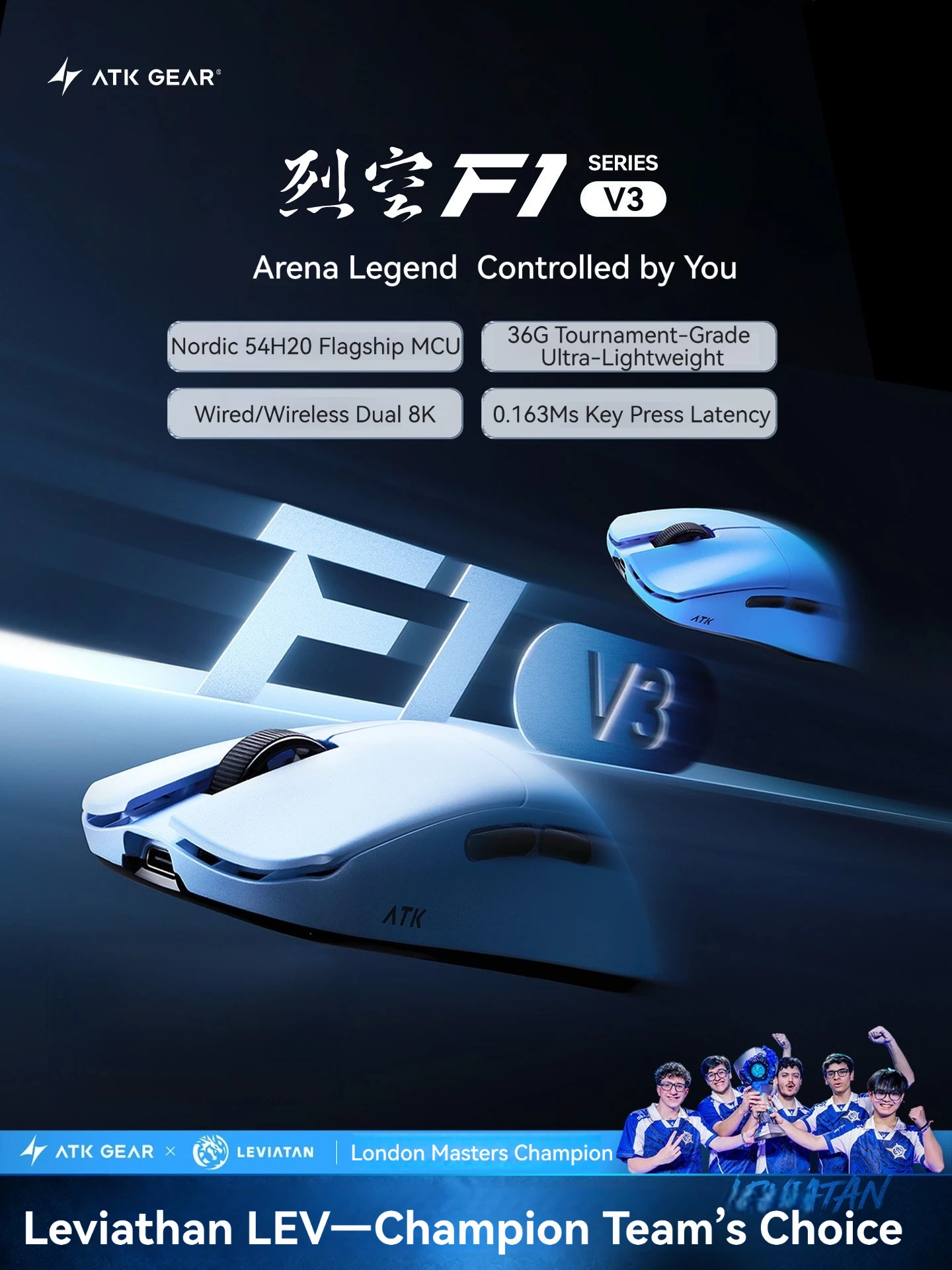 Ultimate Esports Gaming - ATK F1 V3 Ultimate 8K Kabellose