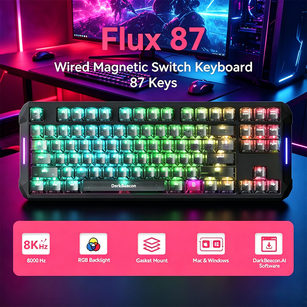 Esports Gaming Competition - DarkBeacon Flux 87 Hall-Effekt Gaming-Tastatur Kabelgebunden,