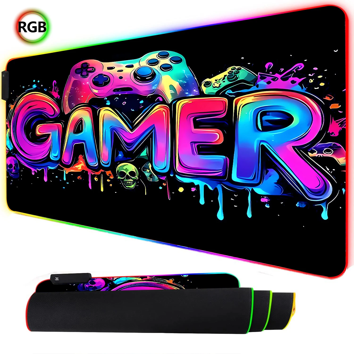 Esports Gaming Stocks - RGB Neon Gaming Controller Kunst Mauspad
