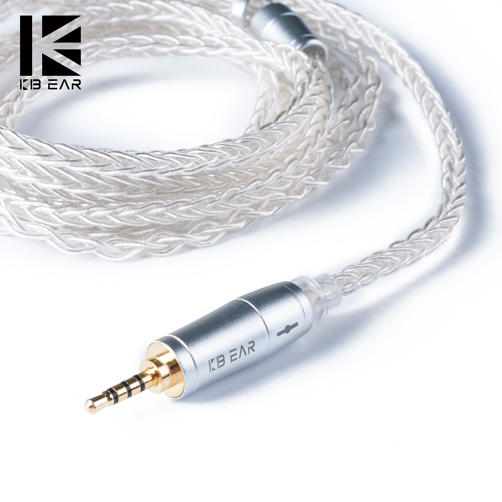 Esports Gaming Earbuds - KBEAR 8-adriges verbessertes silbernes kabelgebundenes Kopfhörerkabel