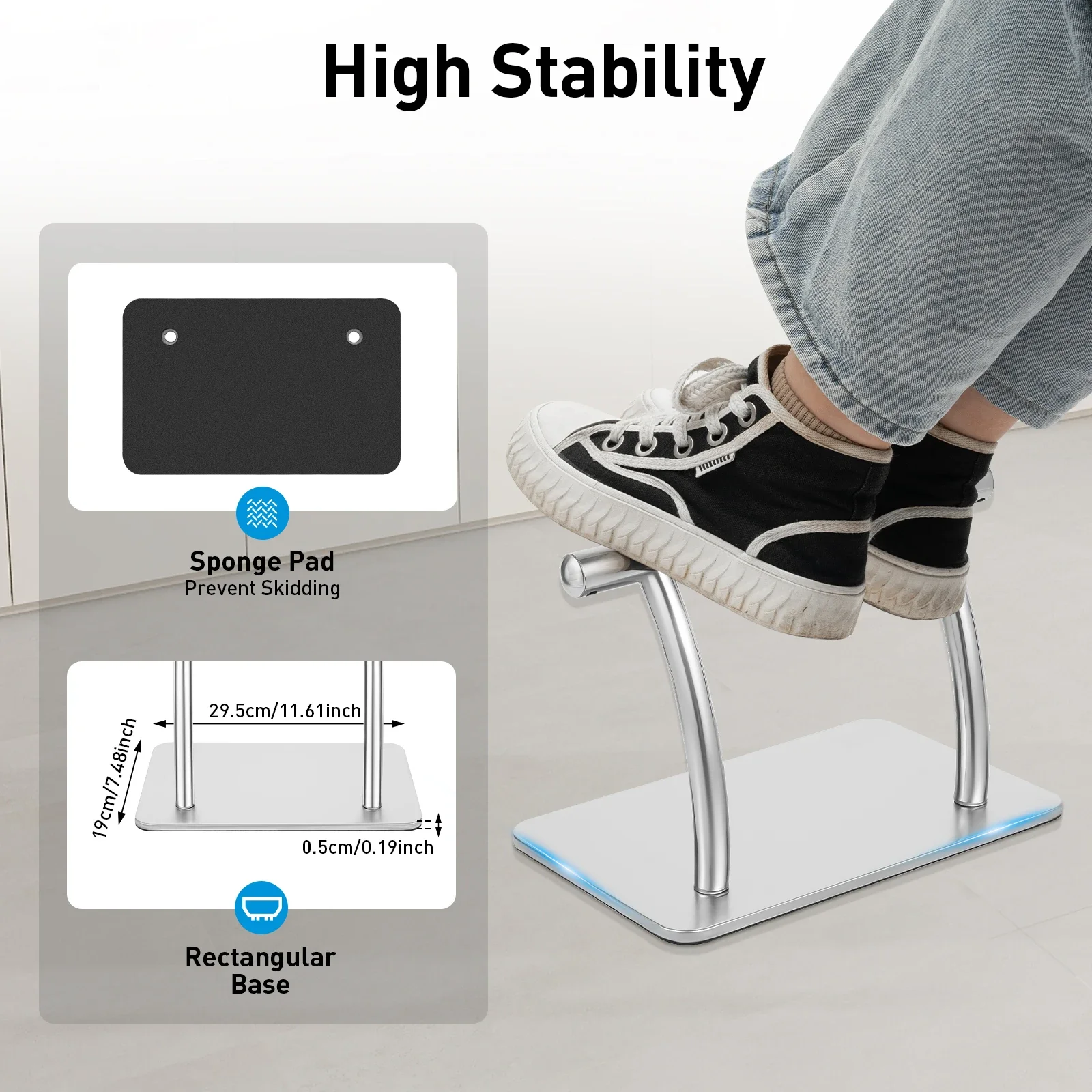 Edelstahl-Fußstütze für unter  – Footrest Under Desk Bewertung und Preis