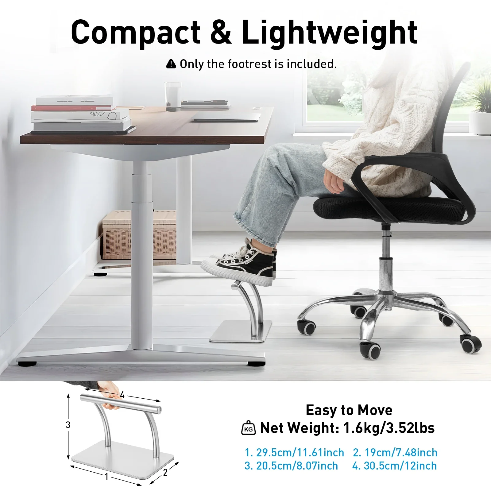 Edelstahl-Fußstütze für unter  – Footrest Under Desk Bewertung und Preis